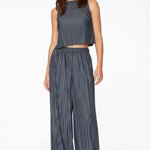 Plissé Knit Wide Leg Pant and Shirt Set